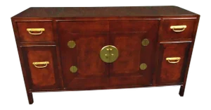 Baker Asian Design Oak & Burl Sideboard
