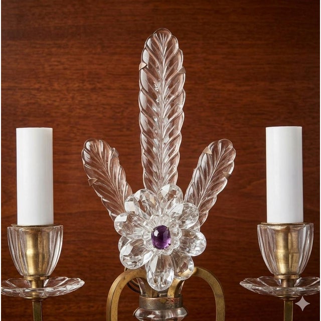 Maison Baguès 1920s French Regency Crystal Floral Wall Sconce Attributed to Maison Bagues For Sale - Image 4 of 18