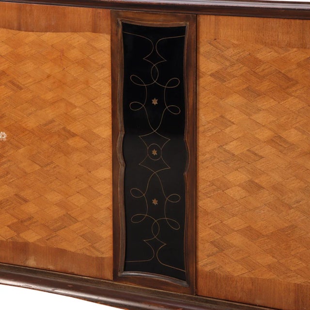 Jules Leleu A French Modernist Style Marquetry Sideboard, Attributed to Jules Leleu, C. 1950. For Sale - Image 4 of 9