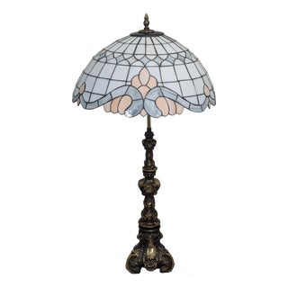 Tiffany Style Brass Table Lamp For Sale