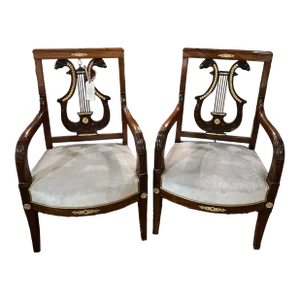 Pair of 19th Century Mahogany French Regence Library Chairs