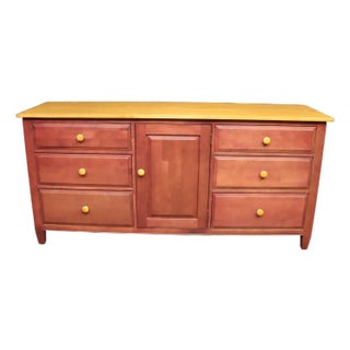 Ethan Allen “Country Colors” Painted Dresser With Maple Top For Sale