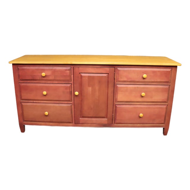 Ethan Allen “Country Colors” Painted Dresser With Maple Top For Sale