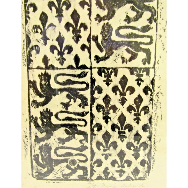 English 1967 St. Mary of Ashford Church Kent England Dragon Fleur De Lis Brass Rubbing For Sale - Image 3 of 5