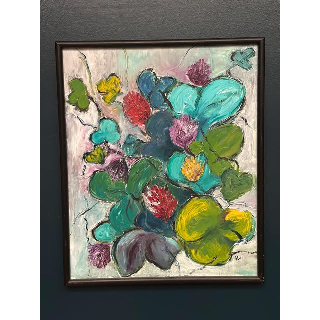 H. L., Flowers, 1950s, Oil on Canvas, Framed For Sale - Image 6 of 18