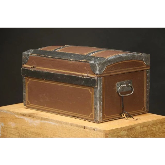 Brown Doll Trunk with Padlock and Key, 1920s For Sale - Image 8 of 11