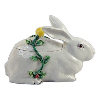 Mid 20th Century Italian Majolica Rabbit Tureen For Sale