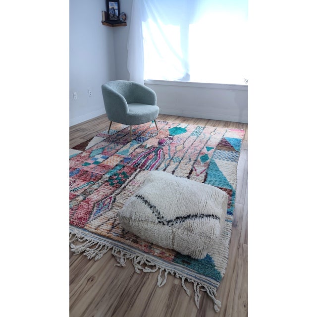 Textile Contemporary Rose Clay Patchwork Wool Moroccan Rug For Sale - Image 7 of 18