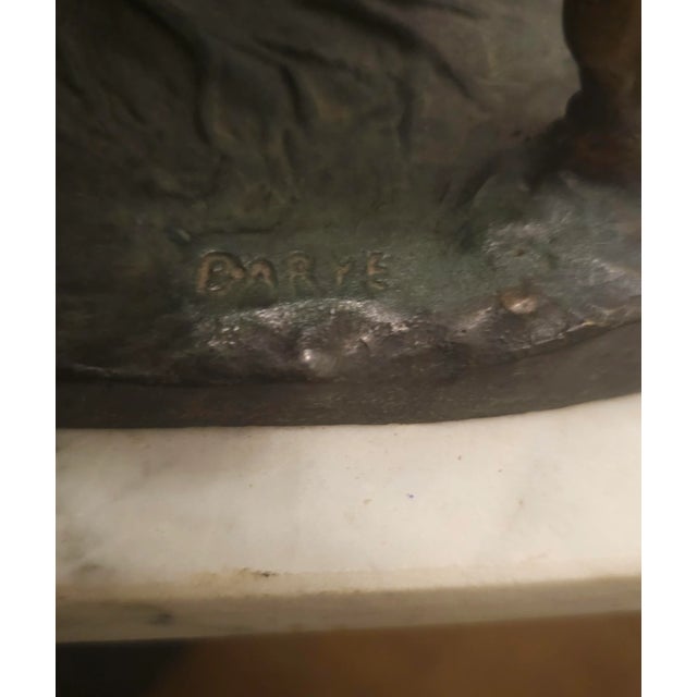 A Barye & Emile Guilemin Patinated Verdigris Bronze Arab Hunter on Horseback For Sale - Image 10 of 10