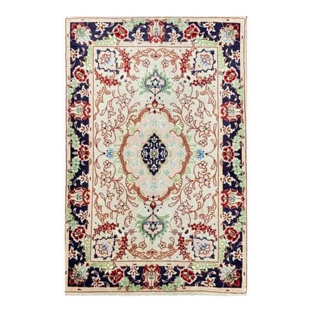 1990s Handwoven Persian Tabriz Masterpiece Rug 2x3 For Sale