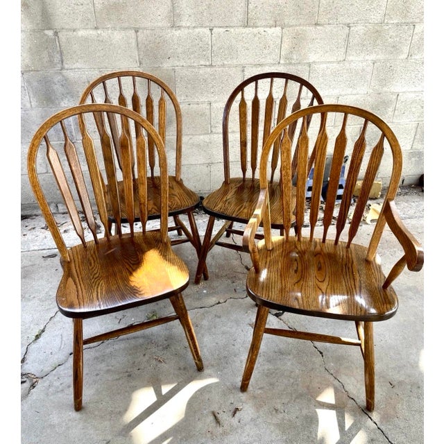 Wood Mid 20th Century Windsor Hoop Back Bentwood Solid Oak Chairs For Sale - Image 7 of 10