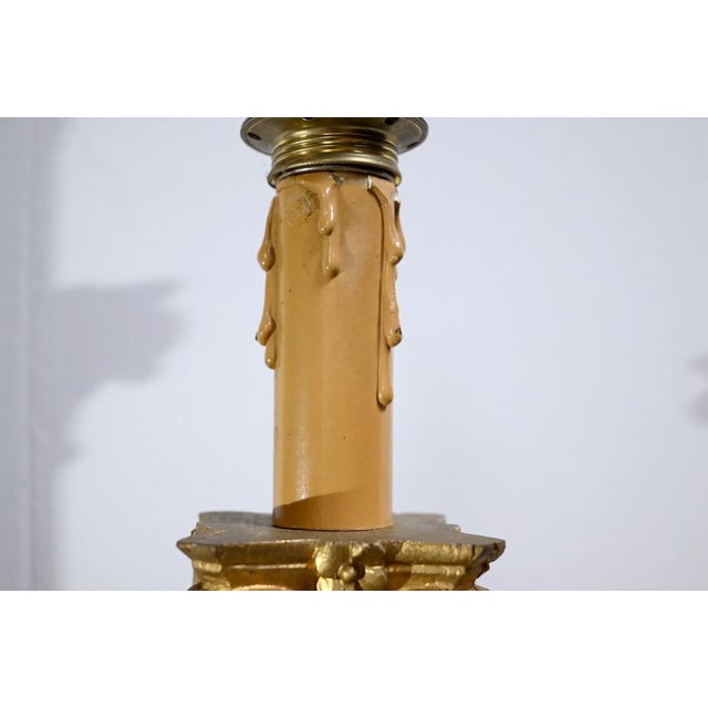 Empire Style Giltwood Candleholder Table Lamps, 19th Century, Set of 2 For Sale - Image 10 of 18