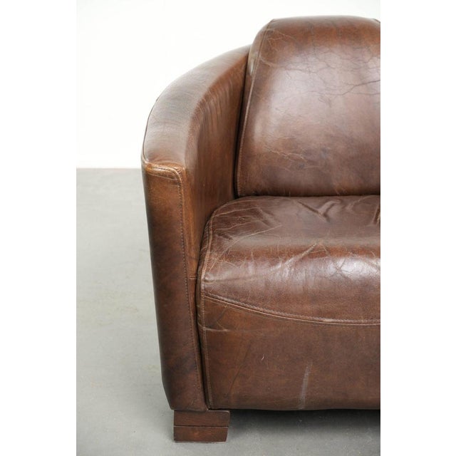 Club Chair in Brown Cowhide Leather For Sale - Image 9 of 16