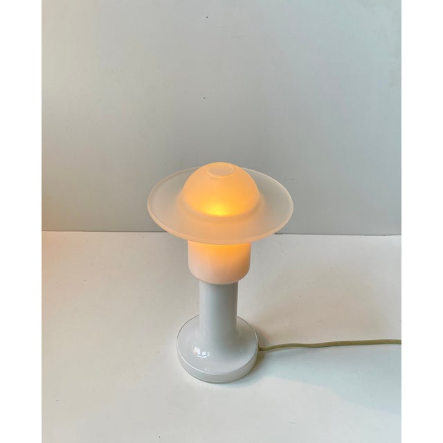 Mid-Century Modern Mid-Century White Opaline Glass Table Lamp from Holmegaard, 1970s For Sale - Image 3 of 10