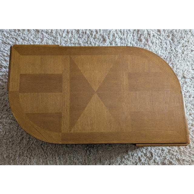 Vintage Postmodern Universal Furniture Oak Parquetry Eye Kidney Coffee Table For Sale - Image 9 of 13