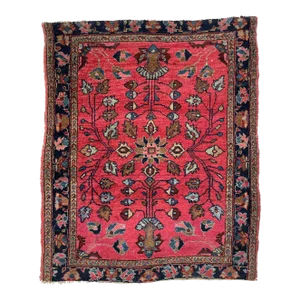 Antique Lamb Wool Artistic Botanical Mat Rug 1.11 x 2.2