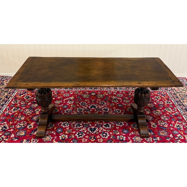 Antique English Jacobean Dining Table Breakfast Table Oak 6' Wide c.1920s-30s For Sale - Image 4 of 18