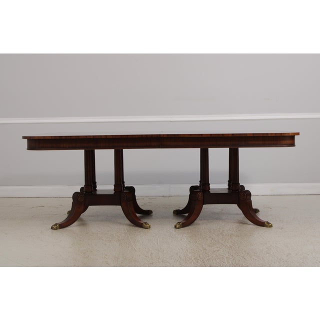 Henredon Henredon Mahogany Double Pedestal Inlaid Dining Table For Sale - Image 4 of 17
