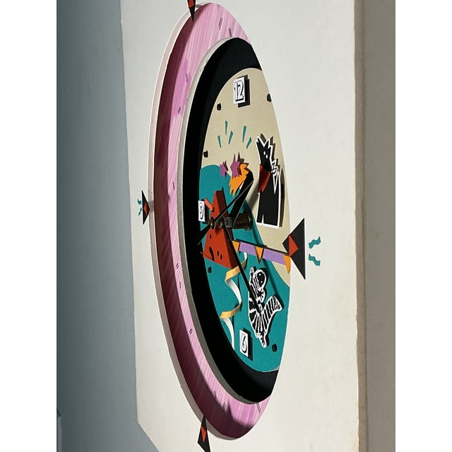 Postmodern Memphis Group Style Wall Tabletop Clock Battery Operated, Circa 1980s For Sale In Greenville, SC - Image 6 of 12