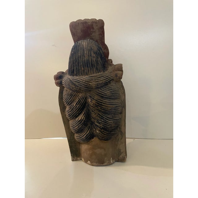 Figurative Vintage Large Wood Guanyin Sculpture For Sale - Image 3 of 11