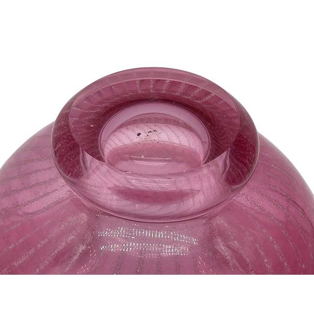 Mid Century Modern Planned Bubble Cranberry Glass Centerpiece Bowl or Vase For Sale - Image 4 of 5