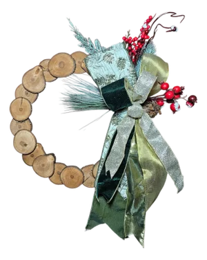 Handcrafted Oak Slice Wreath - 16" Rustic Elegance