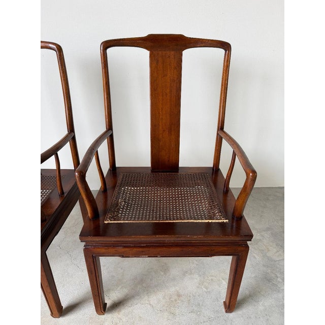 Vintage Henredon Hollywood Regency Chinoiserie Sculpted Mahogany Dining Armchairs – Pair For Sale - Image 10 of 16