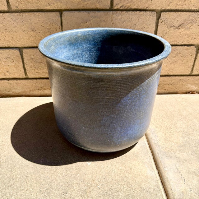 Rare Mid Century Modern Blue Speckled Gainey Planter Pot W Damage Vintage MCM Blue Gainey U14 (15” diameter & 13” tall)....