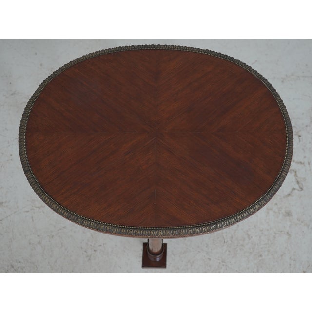 French Vintage Mahogany Marquetry Inlaid Side Table For Sale - Image 3 of 15