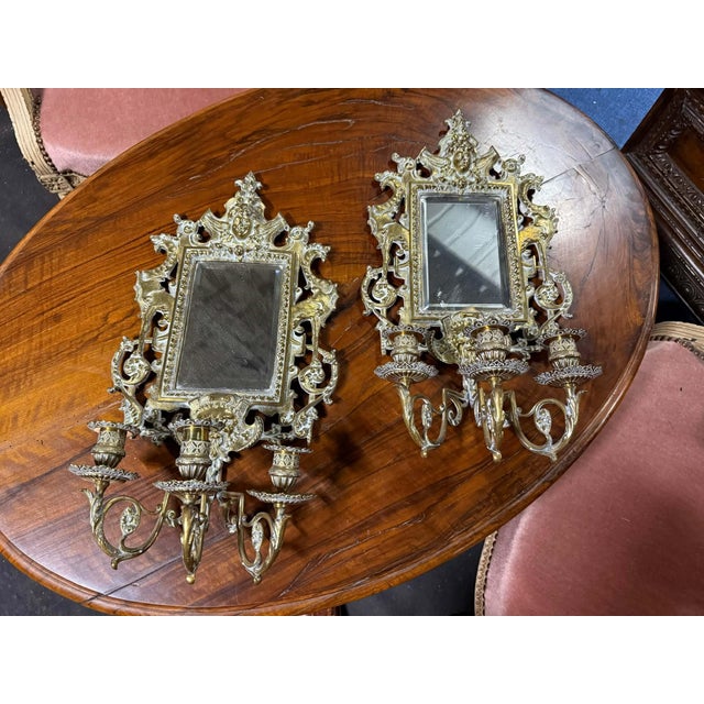 Louis XVI Mirrored Wall Sconces, Set of 2, in Flawless conditions. Designed before 1890 Up to 250V (Europe/UK...