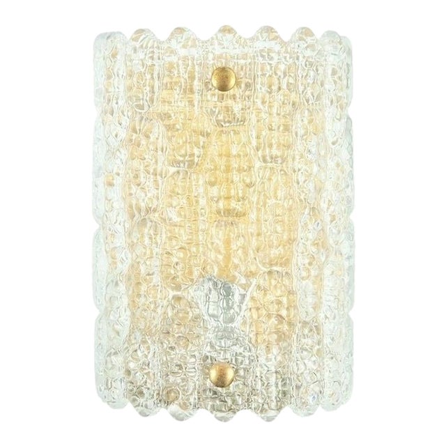 1960s Mid-Century Modern Scandinavian Glass & Brass Wall Light/Sconce by Carl Fagerlund for Orrefors For Sale