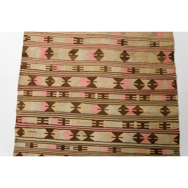 Beige 1950s Muted Brown and Beige Tribal Flatweave Rug For Sale - Image 8 of 10