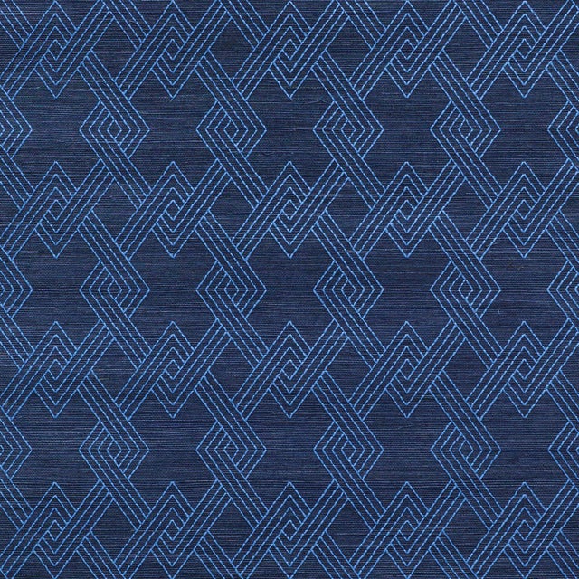 Not Yet Made - Made To Order Sample - Schumacher Hix Embroidered Sisal Wallpaper in Blue For Sale - Image 5 of 5