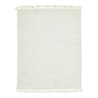 Modern Organic Moroccan Style Wool Rug With Solid Color For Sale