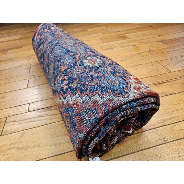Antique Persian Mahal Sultanabad Rug, Hand-Knotted Wool, Geometric Pattern, Brick-Red & Navy, 10x15 For Sale - Image 12 of 18
