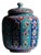 Handmade Ceramic Jar (25cm) “Aegean Columns” Design – Rhythmic Cobalt & Turquoise Architecture For Sale
