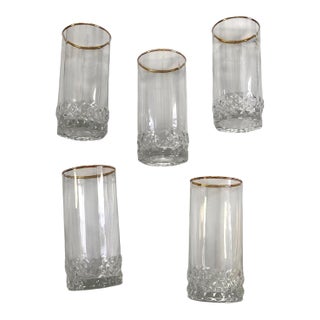 Vintage Crystal Tumbler Glasses Mid Century Hollywood Regency Glam - Set of 5 For Sale