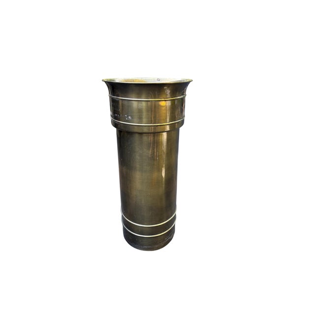 William Doezema for Mastercraft Attributed Brass Pedestal Jardiniere Quick Hits: Pedestal jardiniere designed by William...