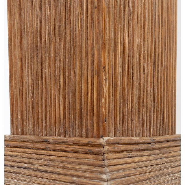 Brown Pencil Reed Pedestal Console Table in the manner of Vivai Del Sud, 1970s For Sale - Image 8 of 12