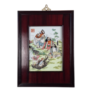 Chinese Porcelain Five Luohans Plaque