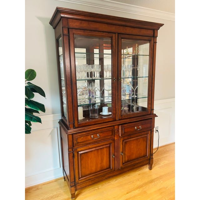 Harden Furniture Solid Cherry, Old Tavern China Cabinet/Hutch and Dining Table — Model 1884-2 — Dining Table and Chairs For Sale In New York - Image 6 of 9