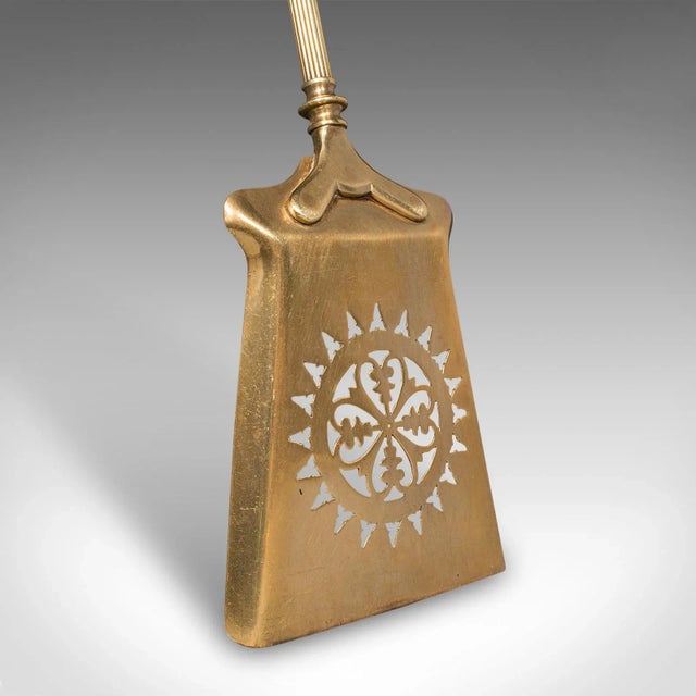 Antique Fireplace Tool Suite, English, Brass, Shovel, Poker, Tongs, Victorian For Sale - Image 4 of 12