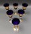 Mid 20th Century Tre Fuochi Venetian Glass Cobalt Blue 24k Gold Wine Glasses Set of 6 For Sale - Image 5 of 11