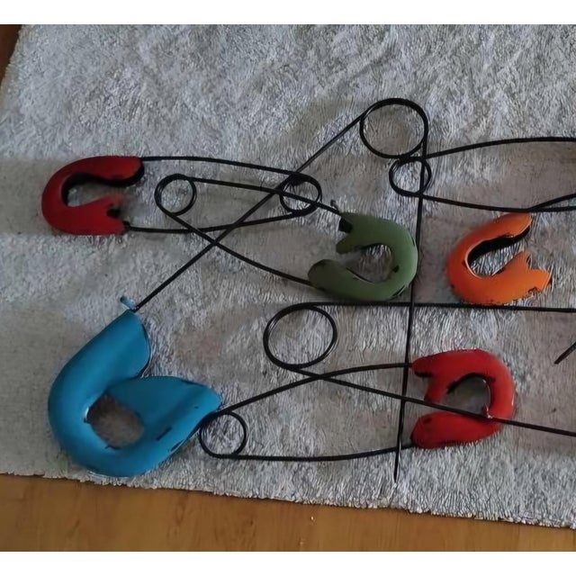Modern Kare Design Metal Wall Coat Rack With Sculptural Hooks, 1950s. For Sale - Image 4 of 5