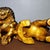 Pair of Large Vintage Gilt Bronze Guardian Lions – Seated Foo Dogs With Brocade Balls For Sale - Image 9 of 9