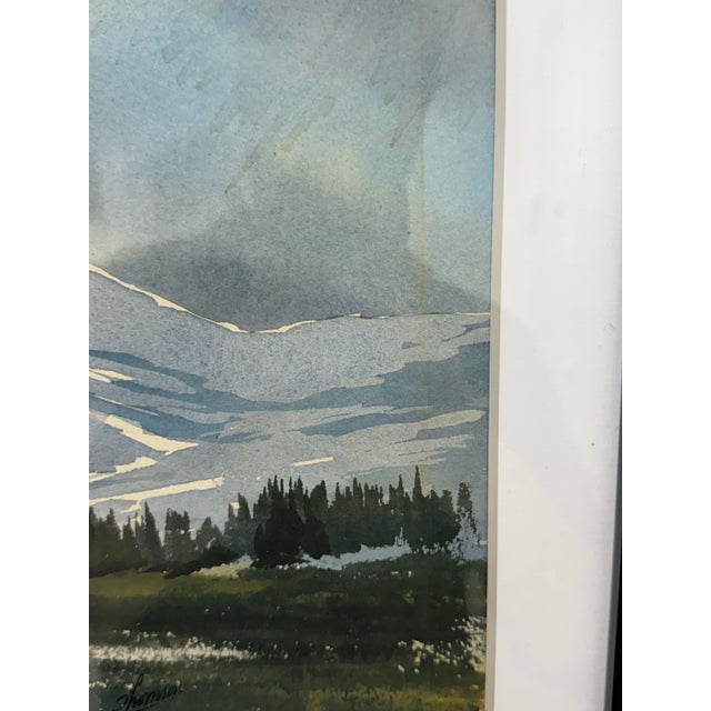 Early 21st Century Landscape Watercolor of Valley in Mountains, Signed For Sale - Image 5 of 12