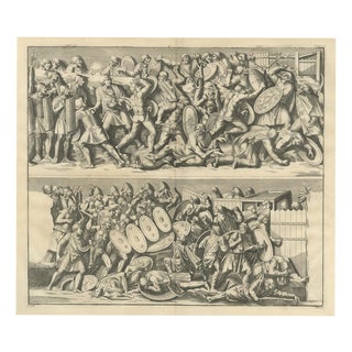 Montfaucon, Romans and Barbarians Fighting at a Palisade, 1722, Engraving For Sale