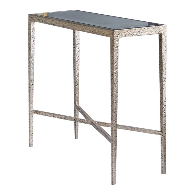 Modern History Texture Chairside Table - Antique Aluminum For Sale