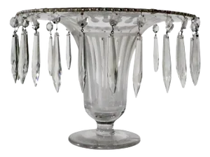 Etched Early 20th Century Glass Art Deco Centerpiece Bowl With Prisims Poss