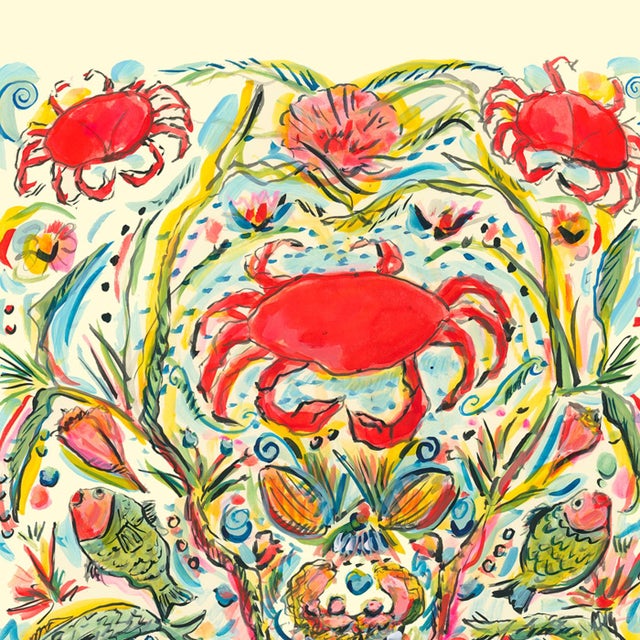2020s Summer Crab Seascape Whimsical Contemporary Figurative Reproduction Print by Pauline De Roussy De Sales For Sale - Image 5 of 5